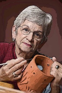 Woman working with clay